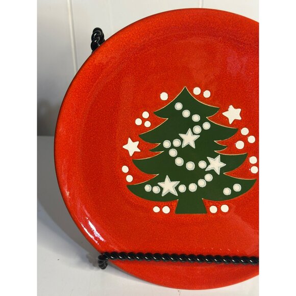 VTG Waechtersbach Christmas Tree Plate | Red 8" Holiday Serving Dish Accents - Picture 3 of 5